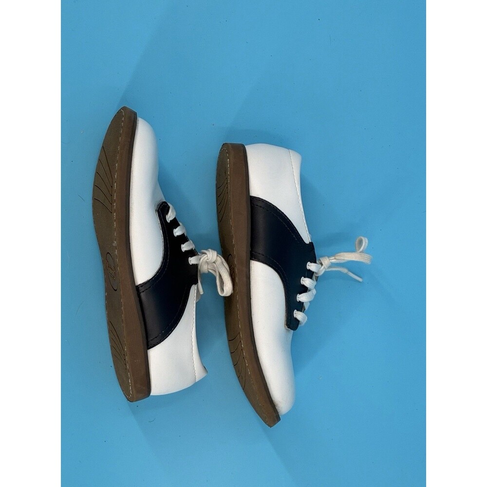 FootMates Cheer 8401 Saddle Oxford Shoes White Navy Leather Youth Size 1